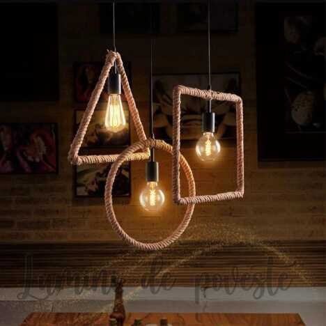 Pendul Vintage Rope Round, 1 surse de iluminare